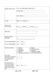 Form ASF1 Asylum Support Application Form - United Kingdom, Page 3