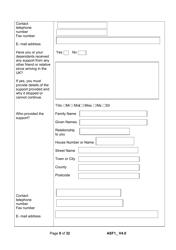 Form ASF1 Asylum Support Application Form - United Kingdom, Page 9