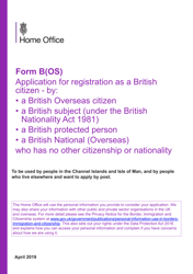 Document preview: Form B(OS) Application for Registration as a British Citizen - United Kingdom