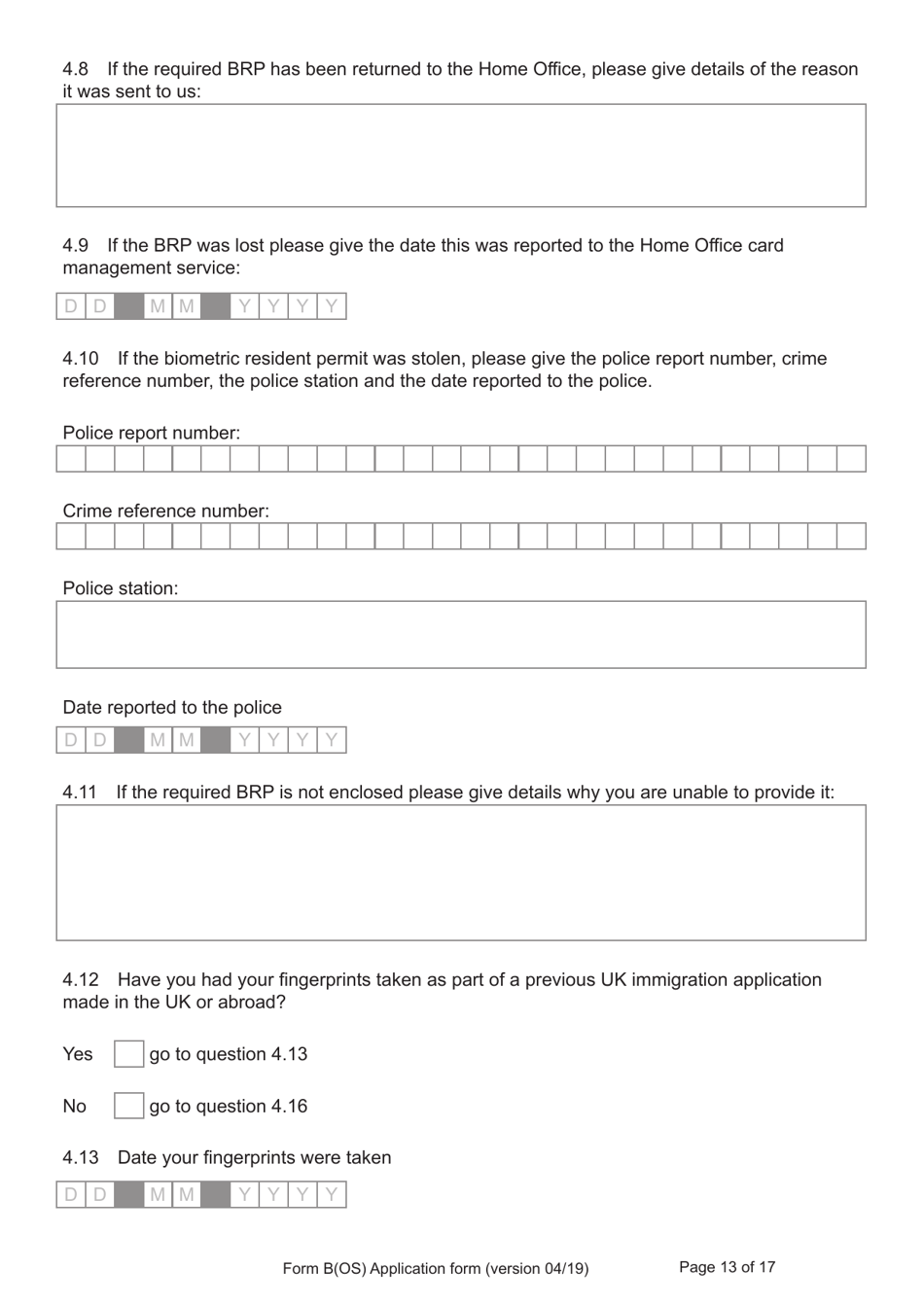 Form B(OS) Application for Registration as a British Citizen - United Kingdom, Page 13