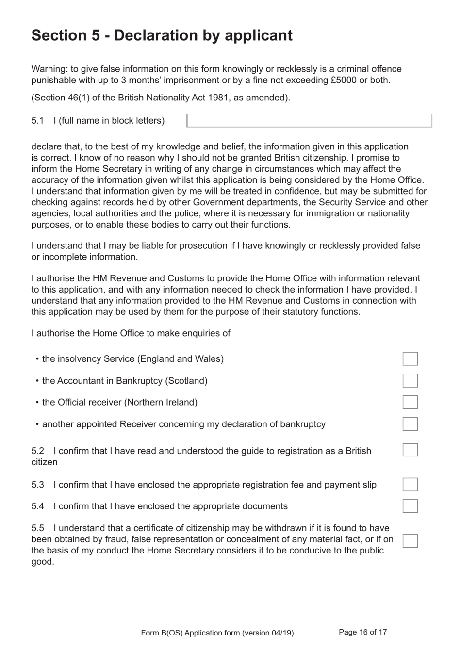 Form B(OS) Application for Registration as a British Citizen - United Kingdom, Page 16