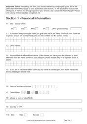 Form B(OS) Application for Registration as a British Citizen - United Kingdom, Page 2