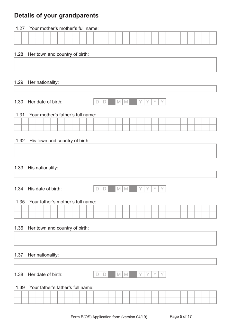 Form B(OS) Application for Registration as a British Citizen - United Kingdom, Page 5