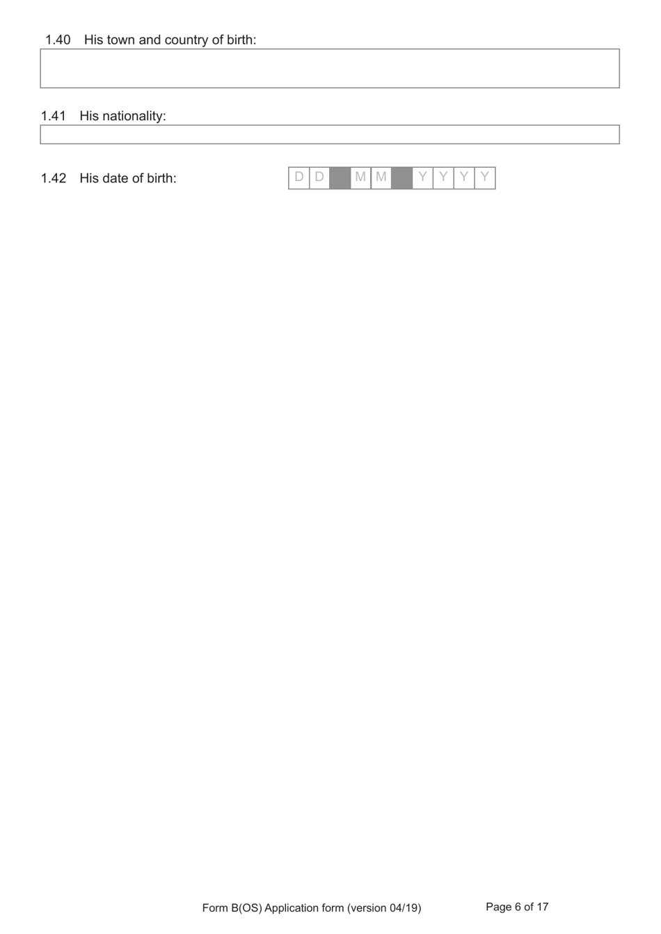 Form B(OS) Application for Registration as a British Citizen - United Kingdom, Page 6