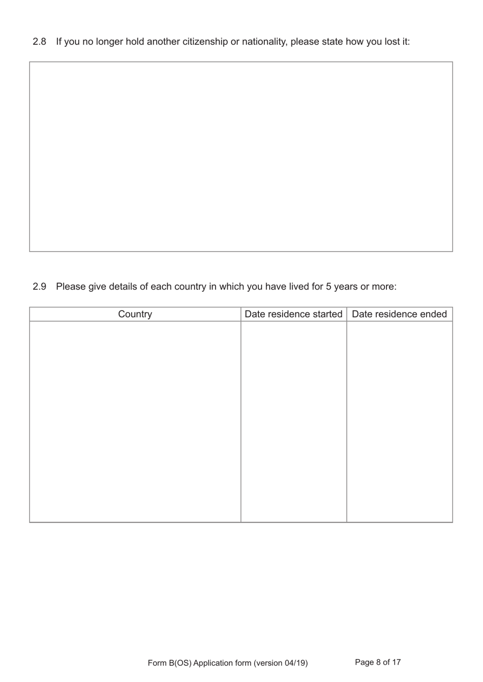 Form B(OS) Application for Registration as a British Citizen - United Kingdom, Page 8