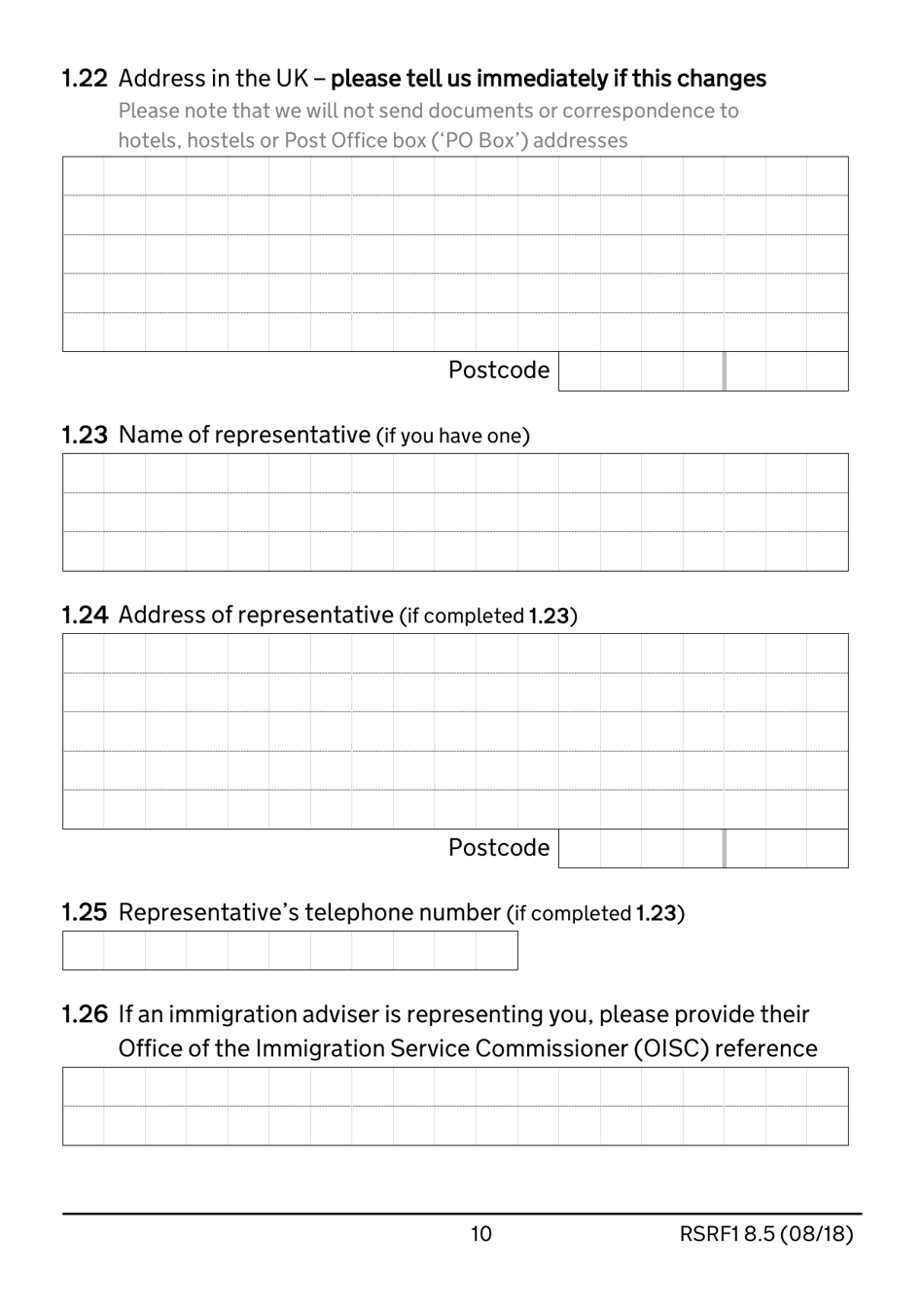 Form RSRF1 8.5 Request to Change Humanitarian Protection Status to Refugee Status - United Kingdom, Page 10