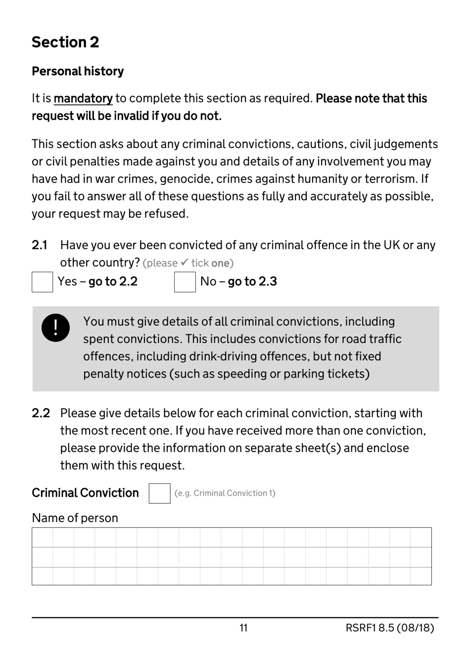 Form RSRF1 8.5 Request to Change Humanitarian Protection Status to Refugee Status - United Kingdom, Page 11