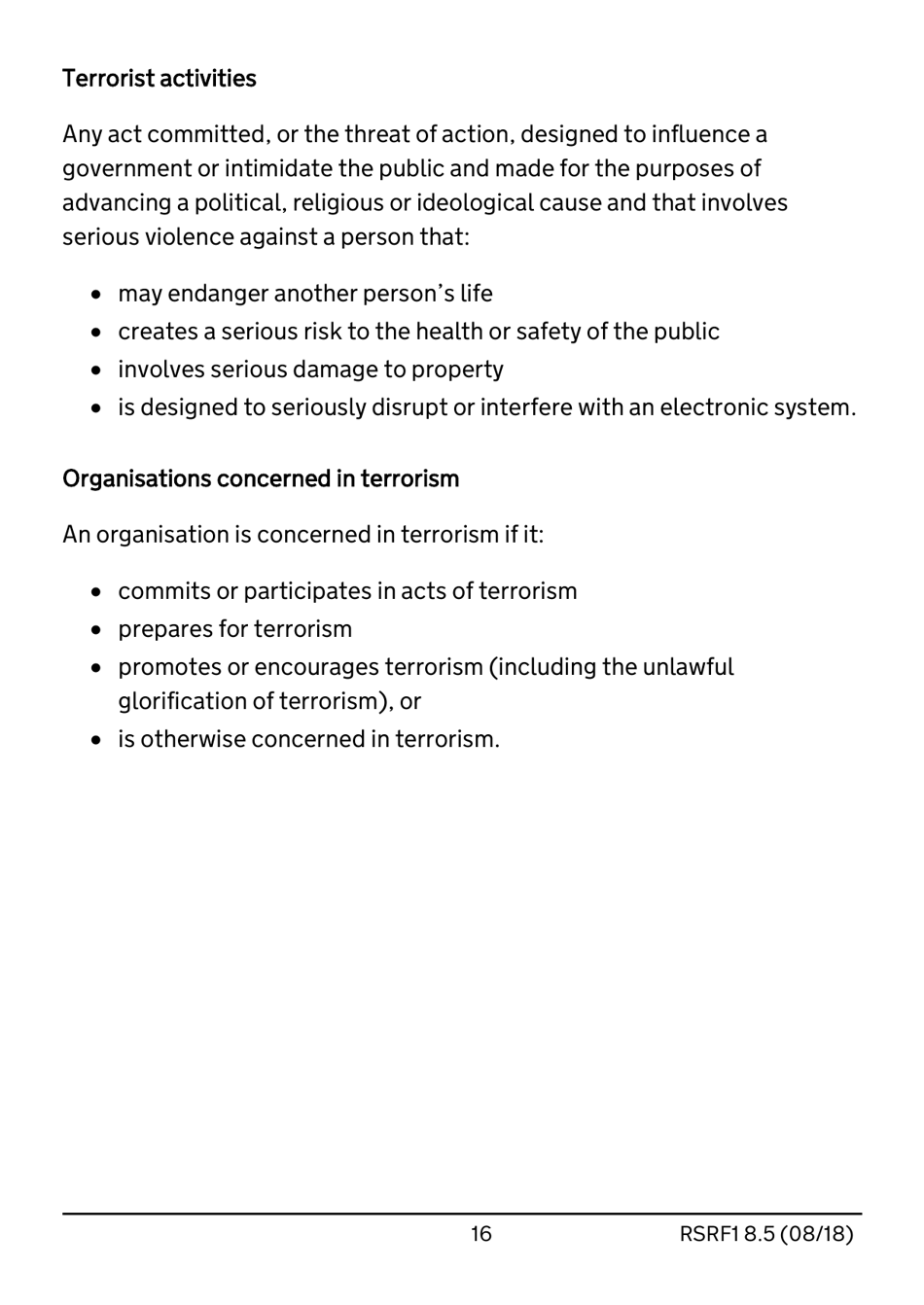Form RSRF1 8.5 Request to Change Humanitarian Protection Status to Refugee Status - United Kingdom, Page 16