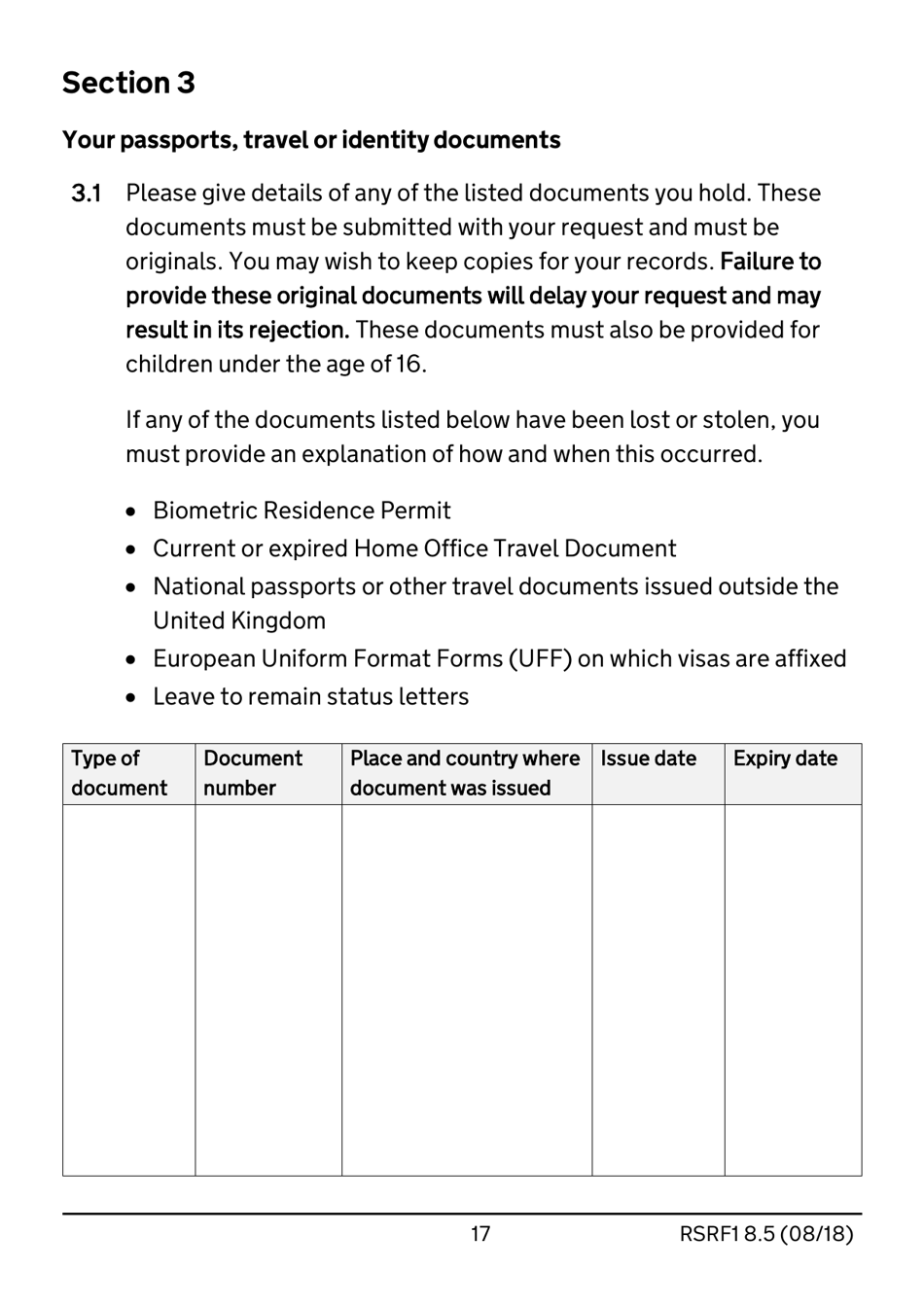 Form RSRF1 8.5 Request to Change Humanitarian Protection Status to Refugee Status - United Kingdom, Page 17