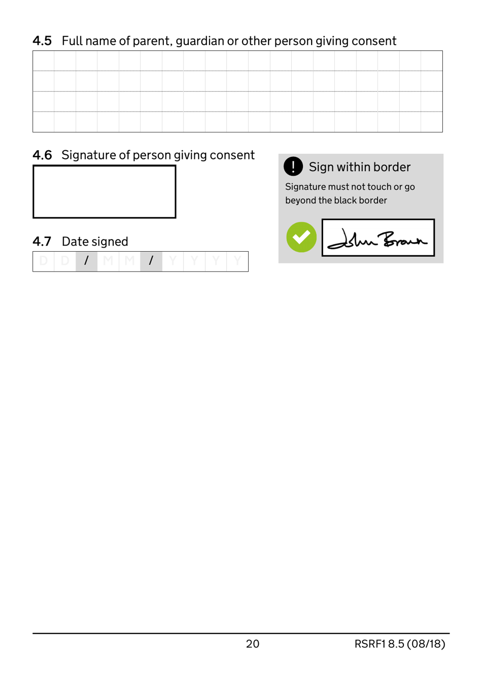 Form RSRF1 8.5 Request to Change Humanitarian Protection Status to Refugee Status - United Kingdom, Page 20