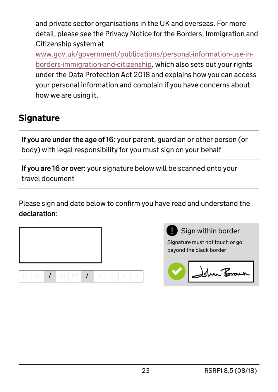 Form RSRF1 8.5 Request to Change Humanitarian Protection Status to Refugee Status - United Kingdom, Page 23