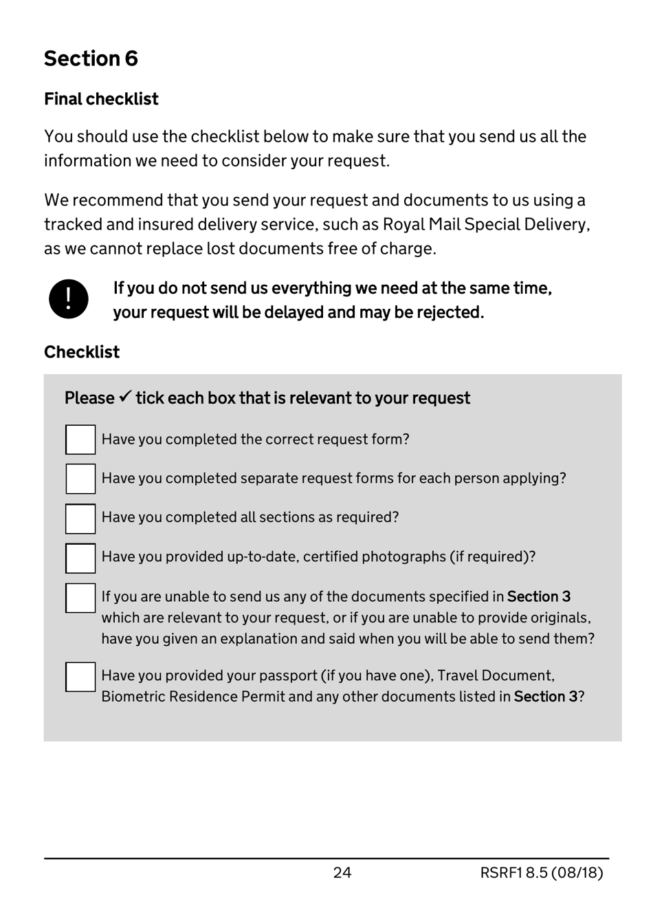 Form RSRF1 8.5 Request to Change Humanitarian Protection Status to Refugee Status - United Kingdom, Page 24