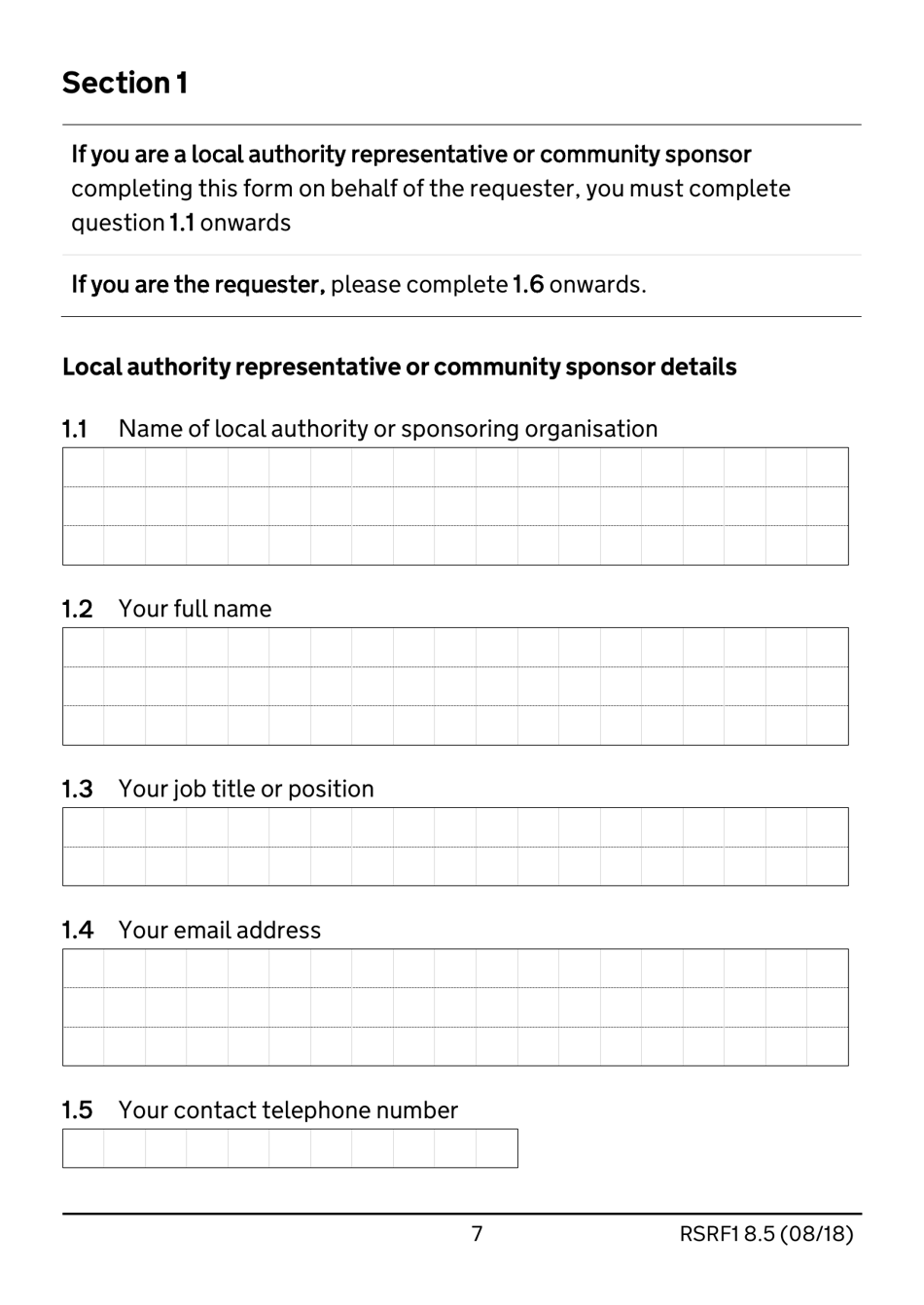 Form RSRF1 8.5 Request to Change Humanitarian Protection Status to Refugee Status - United Kingdom, Page 7