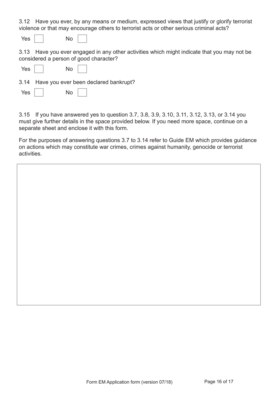 Form EM Application for Registration as a British Citizen Under British Nationality (Hong Kong) Act 1997 - United Kingdom, Page 16