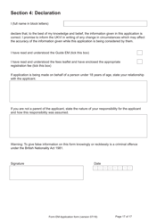 Form EM Application for Registration as a British Citizen Under British Nationality (Hong Kong) Act 1997 - United Kingdom, Page 17