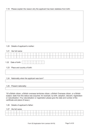 Form S2 Application for Registration as a British Citizen/A British Overseas Territories Citizen/A British Overseas Citizen/A British Subject by or on Behalf of a Stateless Person Born Outside of the UK and the Overseas Territories on or After 1 January 1983 - United Kingdom, Page 5