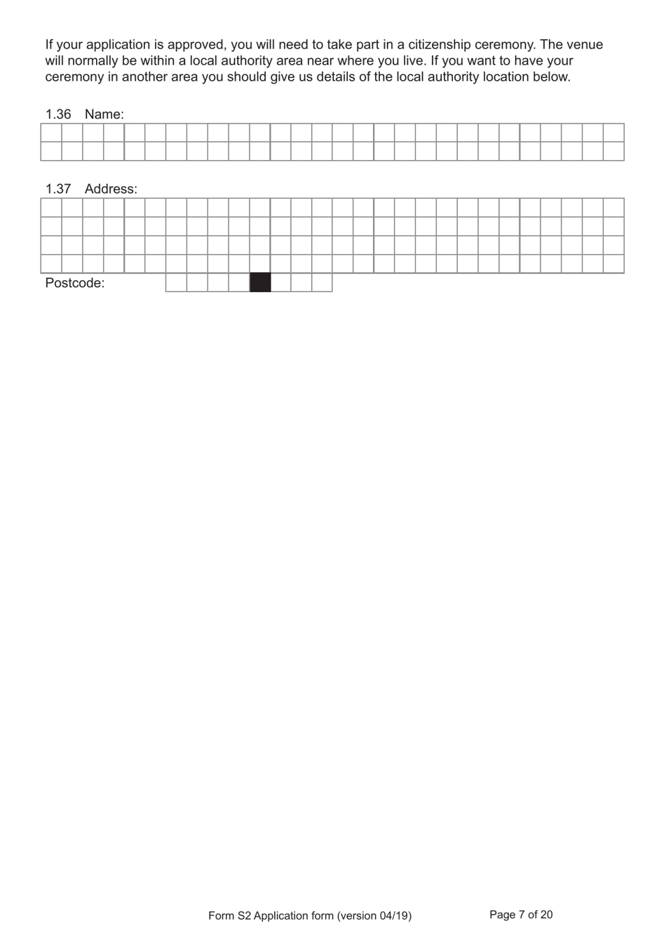Form S2 Application for Registration as a British Citizen / A British Overseas Territories Citizen / A British Overseas Citizen / A British Subject by or on Behalf of a Stateless Person Born Outside of the UK and the Overseas Territories on or After 1 January 1983 - United Kingdom, Page 7
