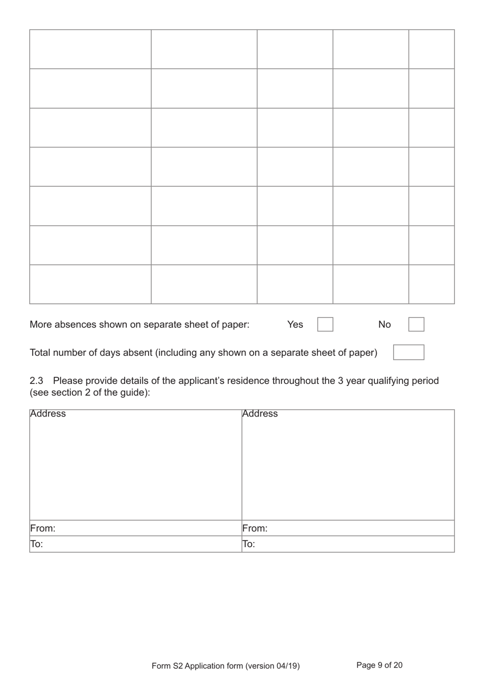 Form S2 Application for Registration as a British Citizen / A British Overseas Territories Citizen / A British Overseas Citizen / A British Subject by or on Behalf of a Stateless Person Born Outside of the UK and the Overseas Territories on or After 1 January 1983 - United Kingdom, Page 9