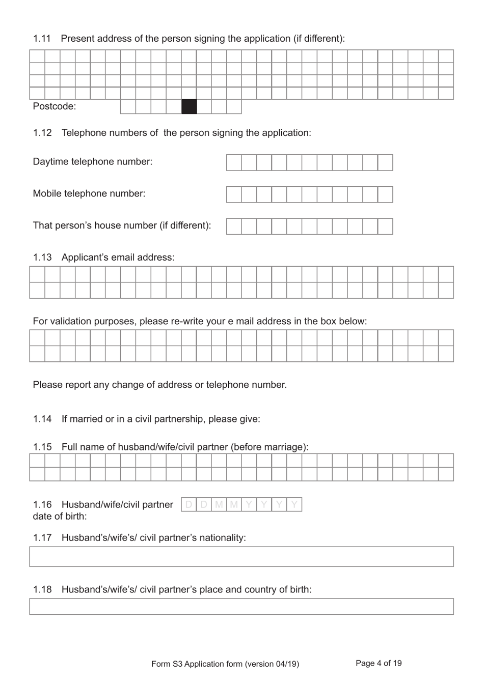 Form S3 Application for Registration as a British Citizen, or a British Overseas Citizen - United Kingdom, Page 4