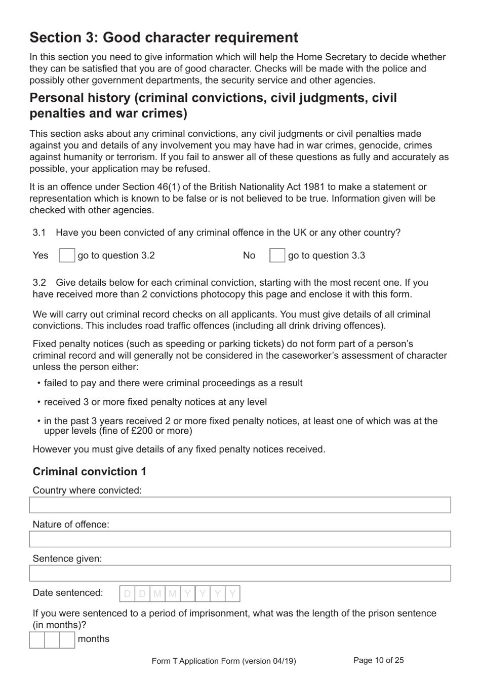Form T Application for Registration as a British Citizen by a Person Who: Was Born in the UK on or After 1 January 1983 / Has Lived in the UK up to the Age of 10 - United Kingdom, Page 10
