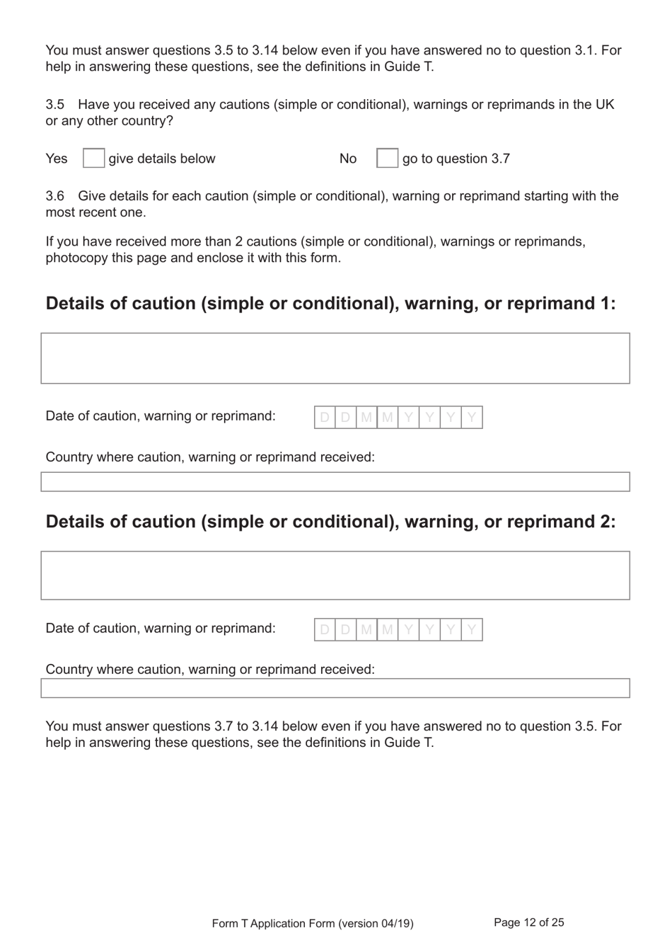 Form T Application for Registration as a British Citizen by a Person Who: Was Born in the UK on or After 1 January 1983 / Has Lived in the UK up to the Age of 10 - United Kingdom, Page 12