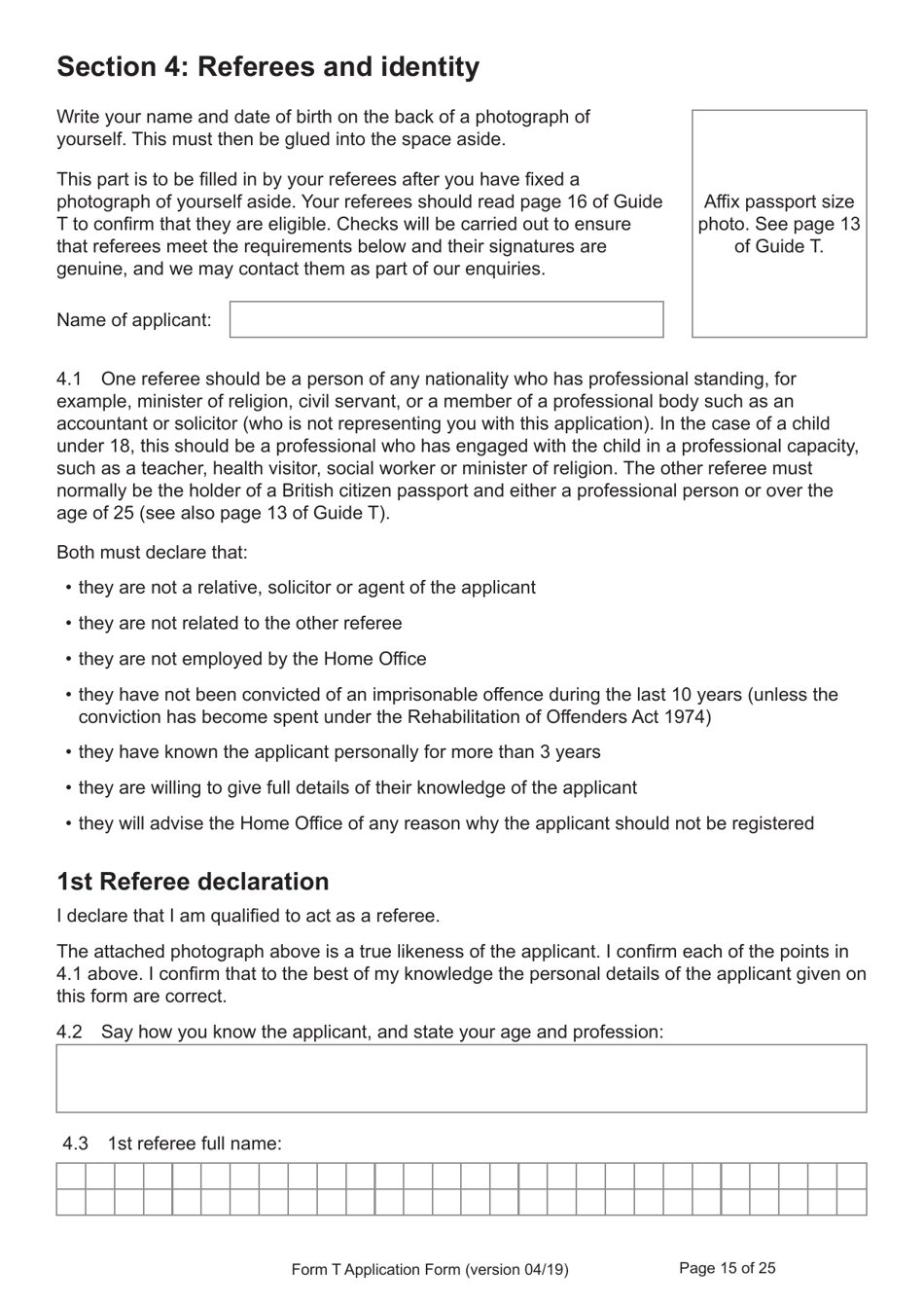 Form T Application for Registration as a British Citizen by a Person Who: Was Born in the UK on or After 1 January 1983 / Has Lived in the UK up to the Age of 10 - United Kingdom, Page 15