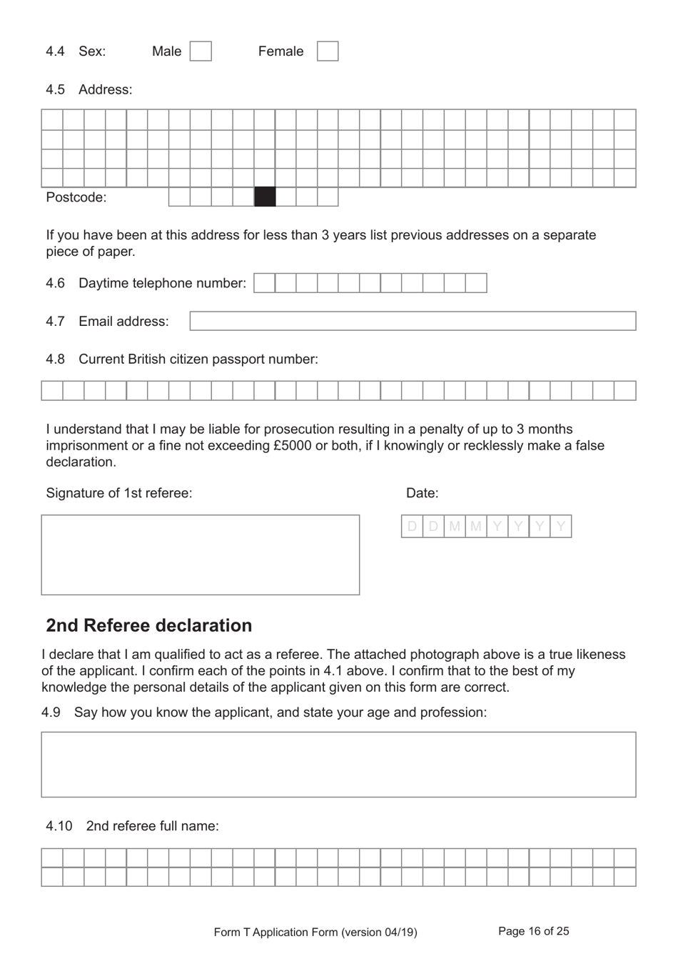 Form T Application for Registration as a British Citizen by a Person Who: Was Born in the UK on or After 1 January 1983 / Has Lived in the UK up to the Age of 10 - United Kingdom, Page 16