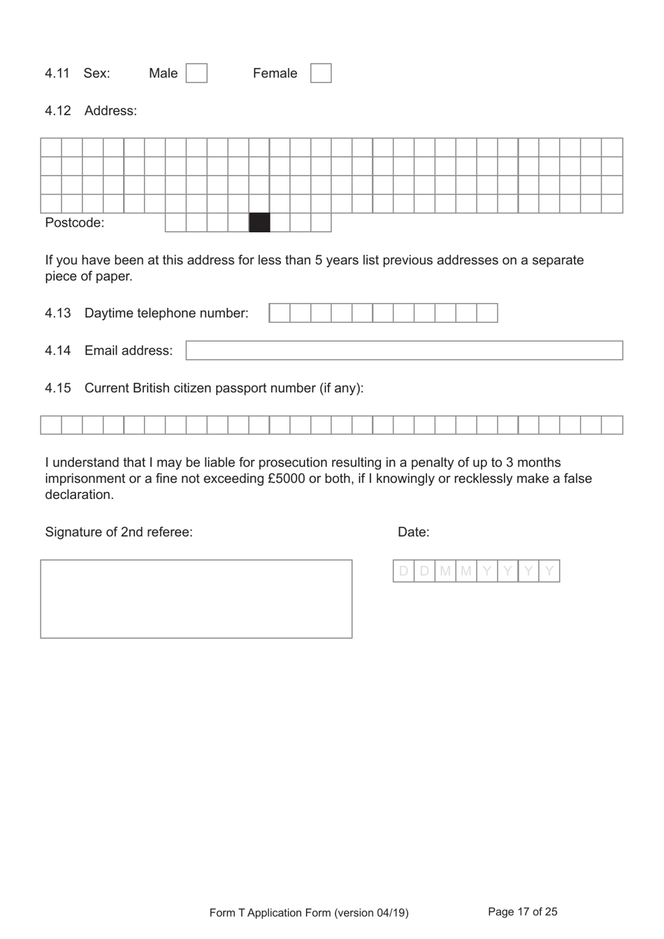 Form T Application for Registration as a British Citizen by a Person Who: Was Born in the UK on or After 1 January 1983 / Has Lived in the UK up to the Age of 10 - United Kingdom, Page 17