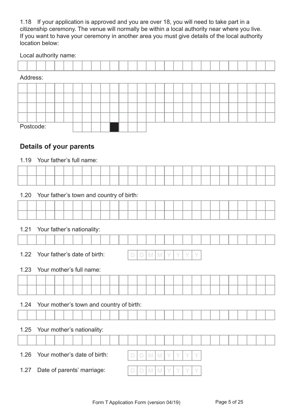 Form T Application for Registration as a British Citizen by a Person Who: Was Born in the UK on or After 1 January 1983 / Has Lived in the UK up to the Age of 10 - United Kingdom, Page 5