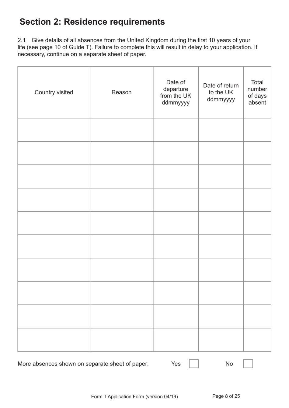 Form T Application for Registration as a British Citizen by a Person Who: Was Born in the UK on or After 1 January 1983 / Has Lived in the UK up to the Age of 10 - United Kingdom, Page 8