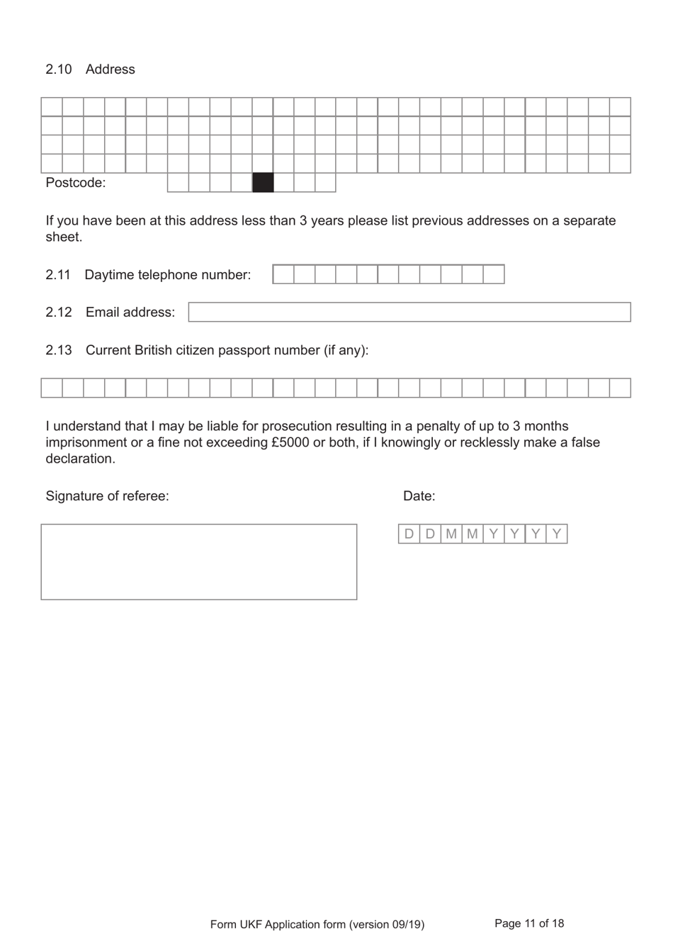 Form UKF Application for Registration as a British Citizen by a Person Born Before 1 July 2006 Whose Parents Were Not Married - United Kingdom, Page 11