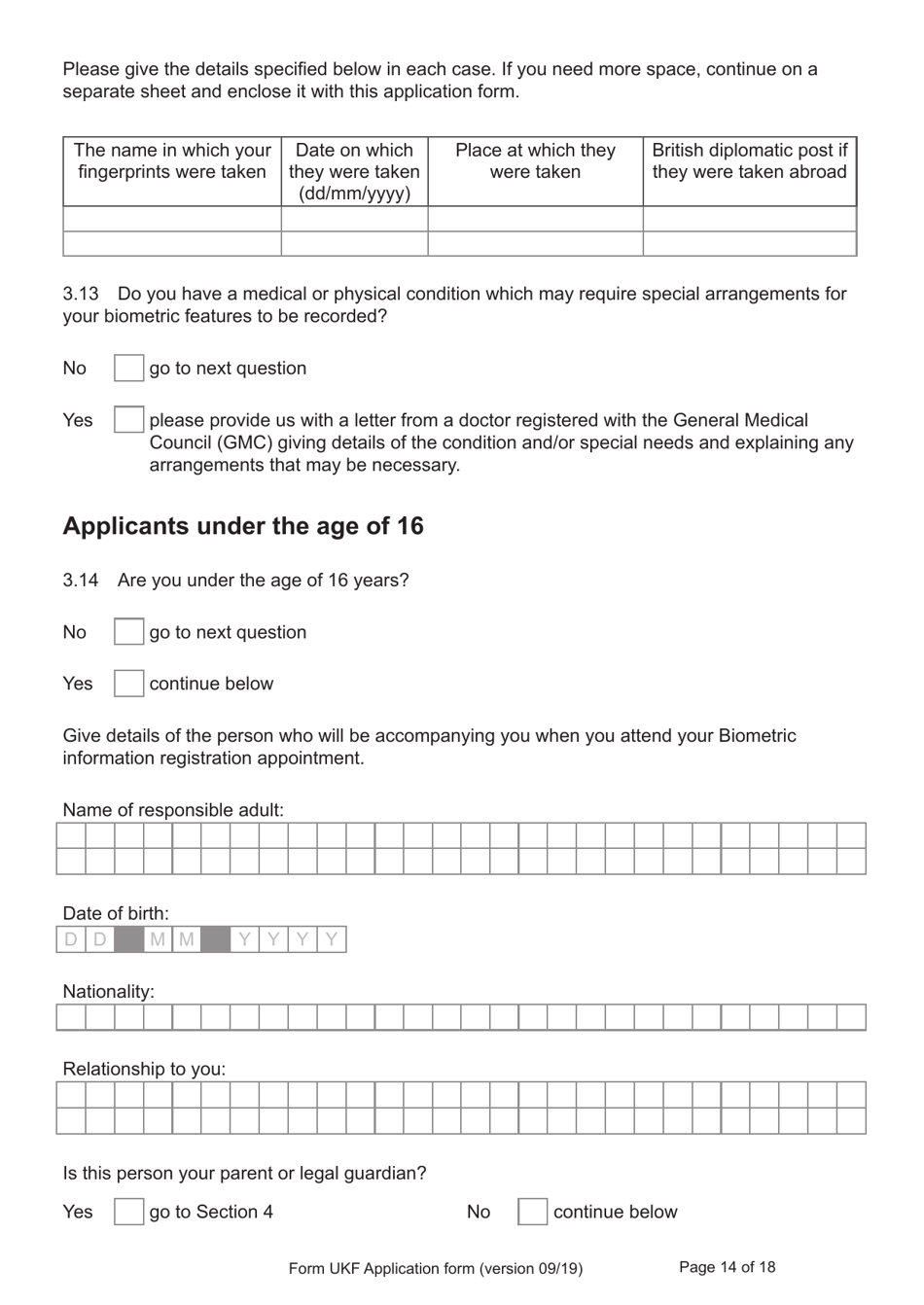 Form UKF Application for Registration as a British Citizen by a Person Born Before 1 July 2006 Whose Parents Were Not Married - United Kingdom, Page 14