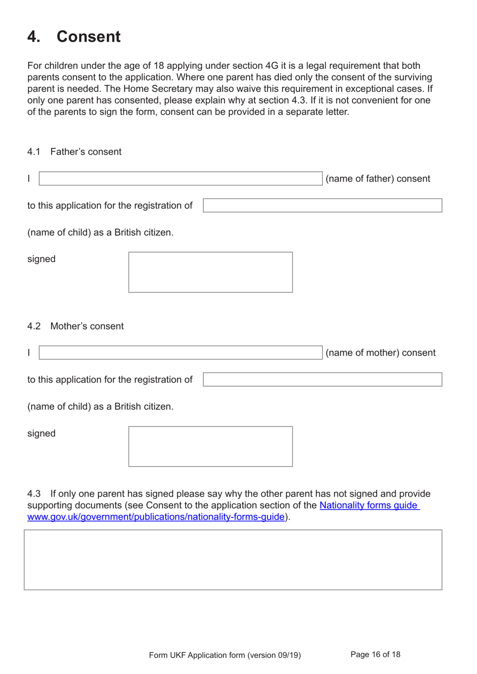 Form UKF Application for Registration as a British Citizen by a Person Born Before 1 July 2006 Whose Parents Were Not Married - United Kingdom, Page 16