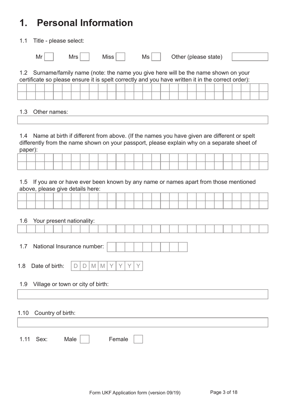 Form UKF Application for Registration as a British Citizen by a Person Born Before 1 July 2006 Whose Parents Were Not Married - United Kingdom, Page 3