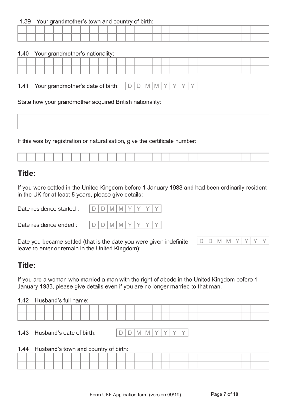 Form UKF Application for Registration as a British Citizen by a Person Born Before 1 July 2006 Whose Parents Were Not Married - United Kingdom, Page 7