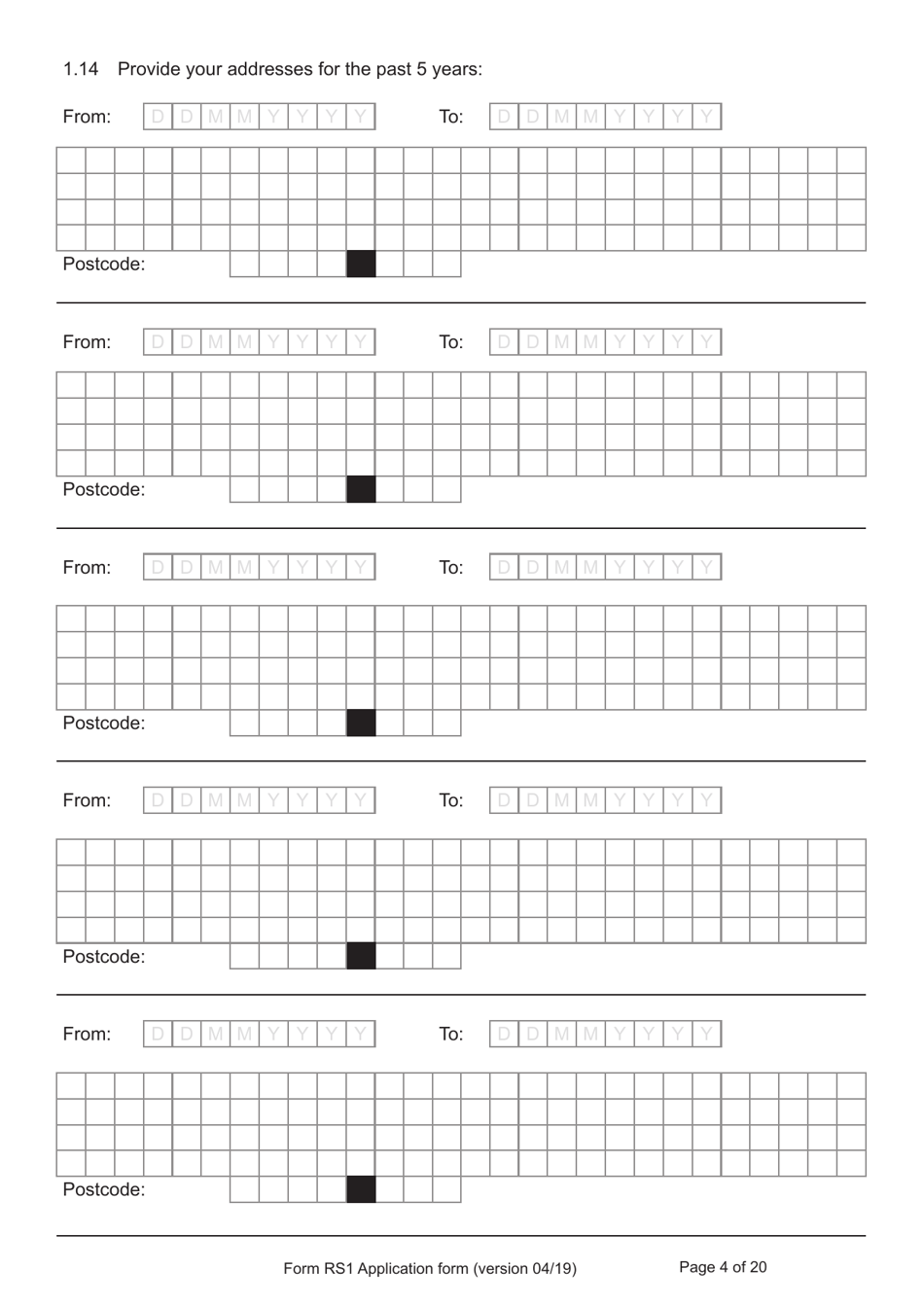 Form RS1 Application for Registration as a British Citizen by a Person Who Has Made a Declaration of Renunciation - United Kingdom, Page 4