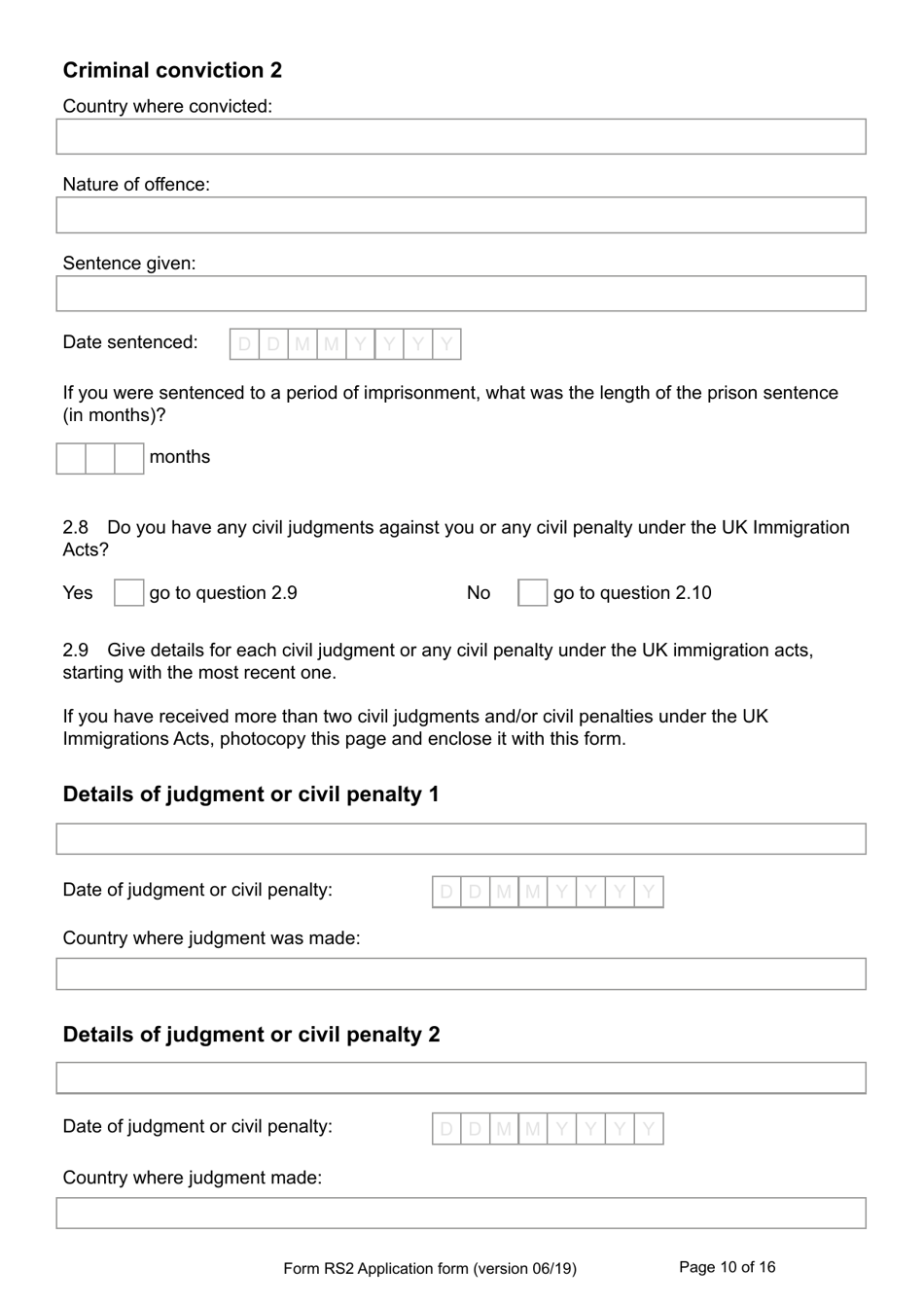 Form RS2 Application for Registration as a British Overseas Territories Citizen by a Person Who Has Made a Declaration of Renunciation - United Kingdom, Page 10