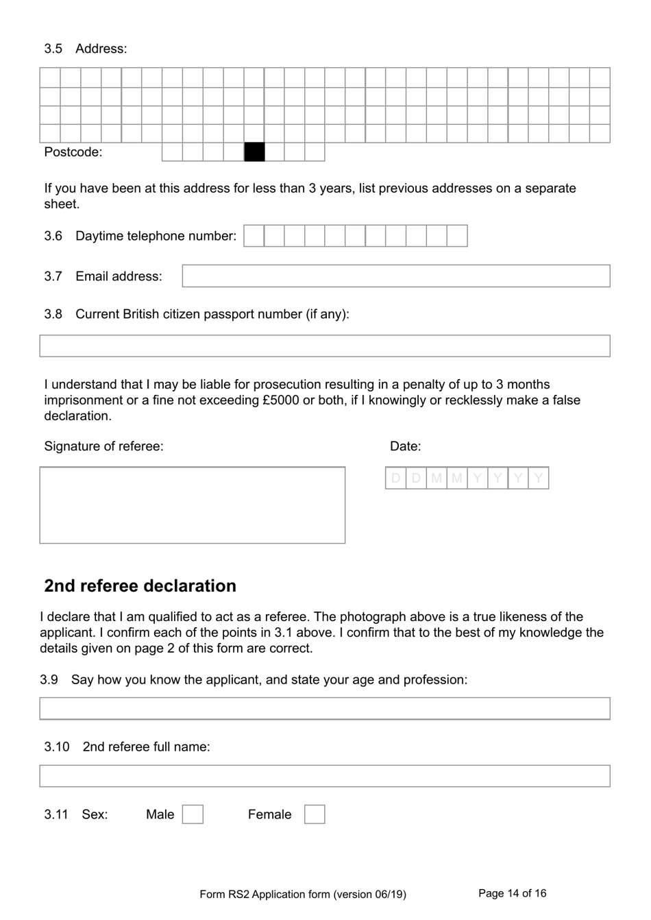 Form RS2 Application for Registration as a British Overseas Territories Citizen by a Person Who Has Made a Declaration of Renunciation - United Kingdom, Page 14
