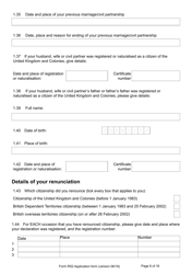 Form RS2 Application for Registration as a British Overseas Territories Citizen by a Person Who Has Made a Declaration of Renunciation - United Kingdom, Page 6