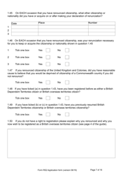 Form RS2 Application for Registration as a British Overseas Territories Citizen by a Person Who Has Made a Declaration of Renunciation - United Kingdom, Page 7
