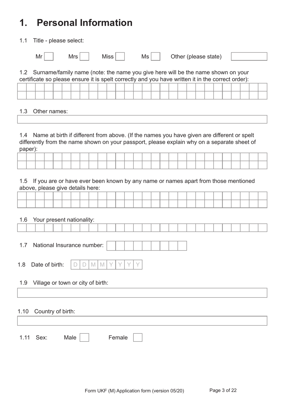 Form UKF (M) Application for Registration as a British Citizen by a Person Born on or After 1 July 2006 to a British Father Where the Mother Was Married to Someone Other Than the Natural Father - United Kingdom, Page 3