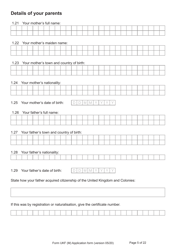 Form UKF (M) Application for Registration as a British Citizen by a Person Born on or After 1 July 2006 to a British Father Where the Mother Was Married to Someone Other Than the Natural Father - United Kingdom, Page 5