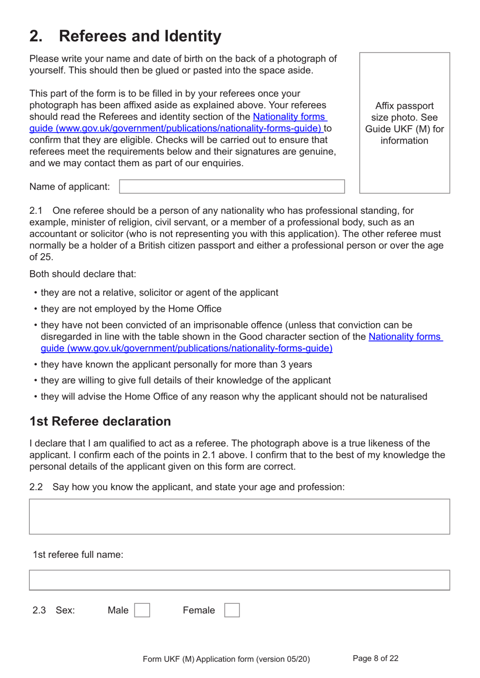 Form UKF (M) Application for Registration as a British Citizen by a Person Born on or After 1 July 2006 to a British Father Where the Mother Was Married to Someone Other Than the Natural Father - United Kingdom, Page 8