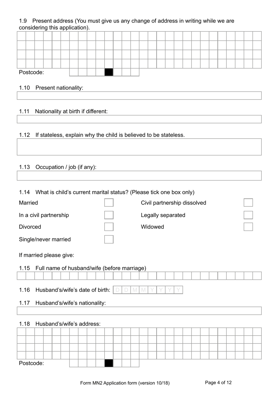 Form MN2 Application for Registration of a Child Under 18 as a British Overseas Territories Citizen - United Kingdom, Page 4