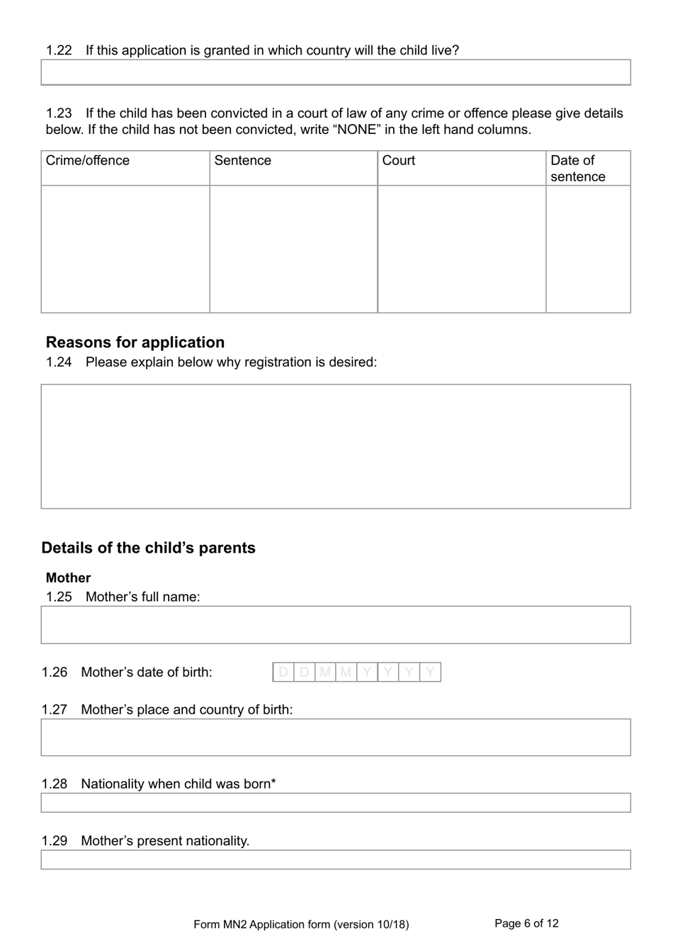 Form MN2 Application for Registration of a Child Under 18 as a British Overseas Territories Citizen - United Kingdom, Page 6