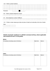 Form MN2 Application for Registration of a Child Under 18 as a British Overseas Territories Citizen - United Kingdom, Page 8