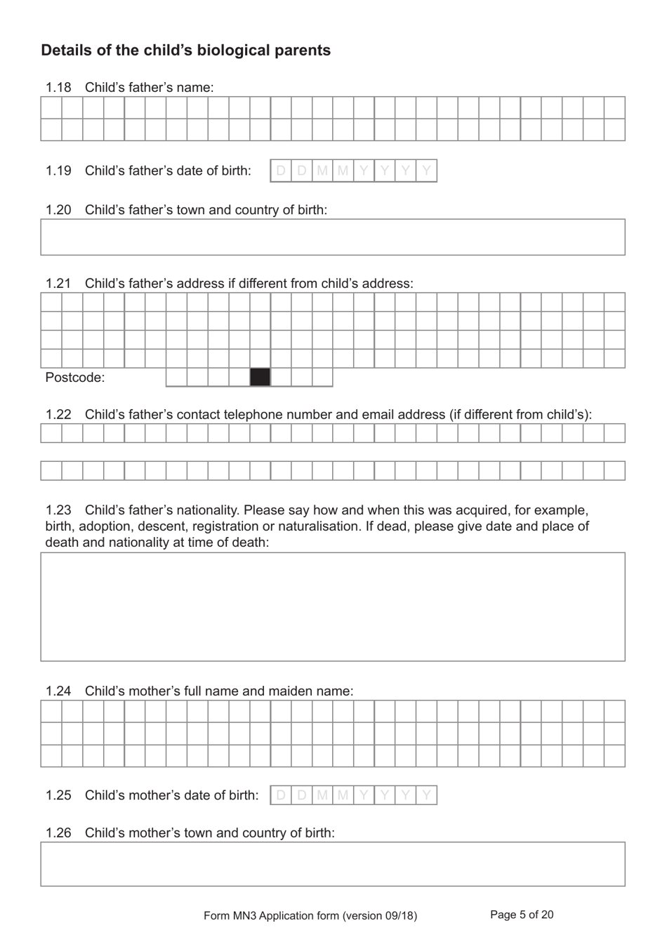 Form MN3 Application for Registration of a Child Under 18 as a British Overseas Citizen - United Kingdom, Page 5