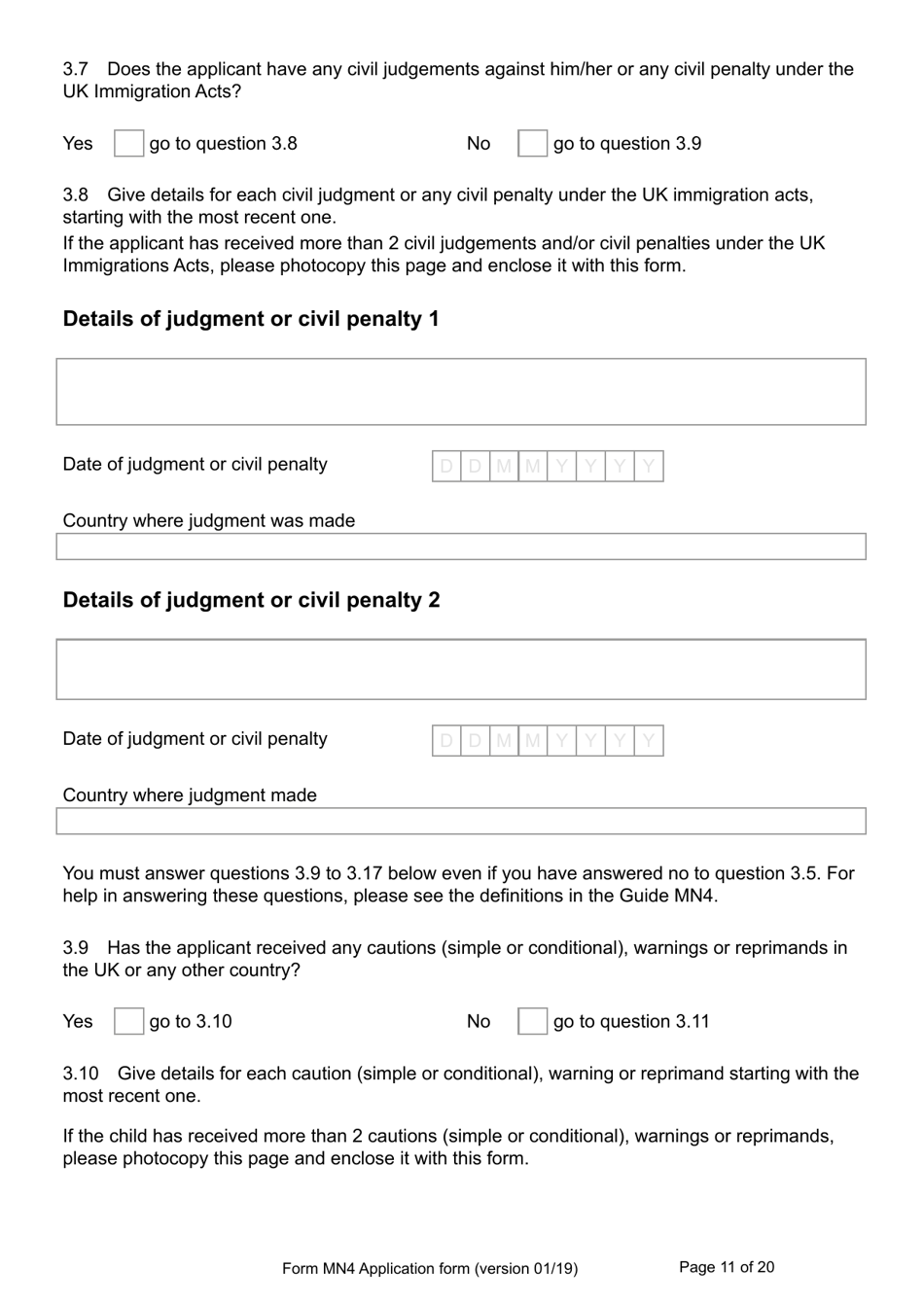 Form MN4 Application for Registration of a Child Under 18 as a British Subject - United Kingdom, Page 11