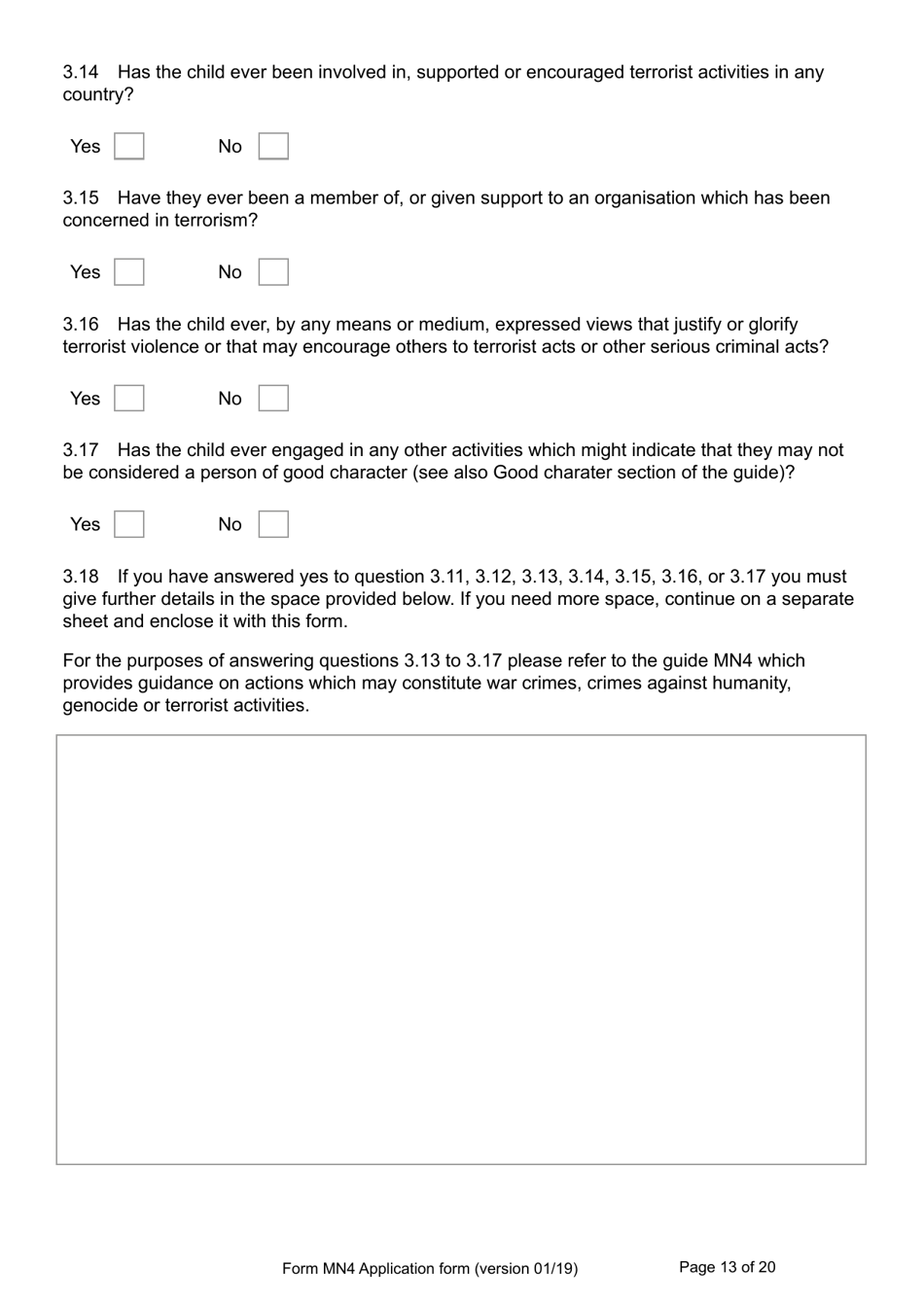 Form MN4 Application for Registration of a Child Under 18 as a British Subject - United Kingdom, Page 13