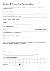 Form MN4 Application for Registration of a Child Under 18 as a British Subject - United Kingdom, Page 18
